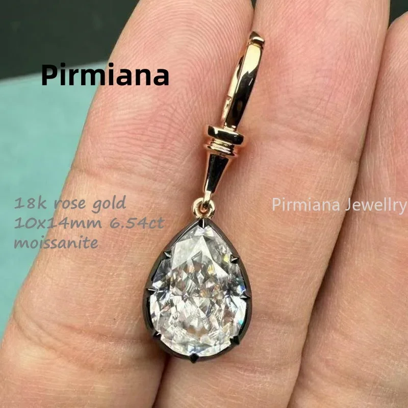 Pirmiana 18k Rose Gold 6.54ct Pear Shape D VVS1 Moissanite Pendent Engagement for Women