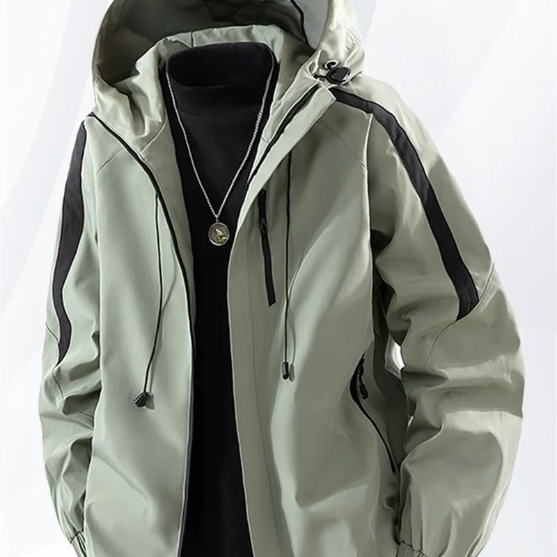 

Hooded Jaet Men's Casual Loose plus Size Fat Man Functional Spring Autumn New 2025 Coat Long Sve High Collar ex