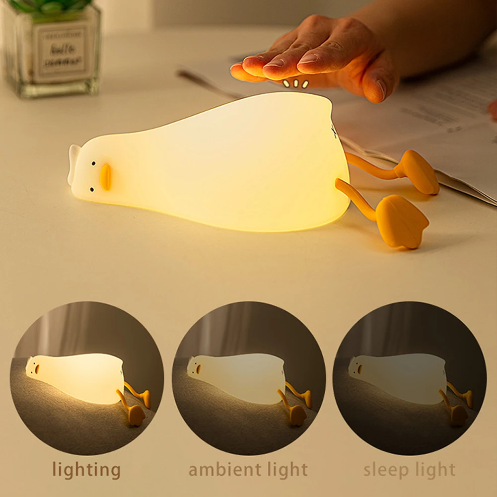 Duck Night Light Adjustable Brightness Usb Charging Bedroom Bedside Lamp Mobile Phone Holder Kids Gift