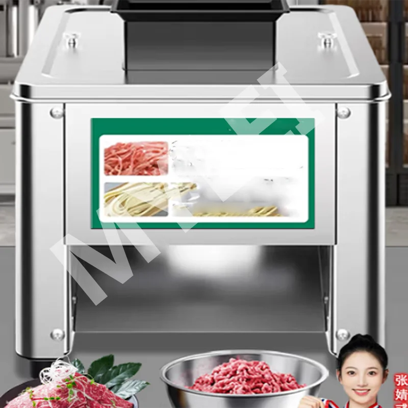 New Commercial Electric Meat Slicer High Precision Stainless Steel Blades Automatic Operation Removable Blade Portable Design