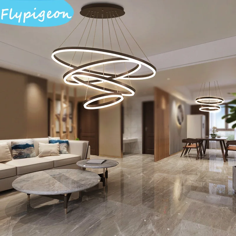 Luxe Ronde Ring LED Plafondverlichting Kroonluchters Moderne Hanglamp voor Woonkamer Eetkamer Trap Home Decor Verlichting