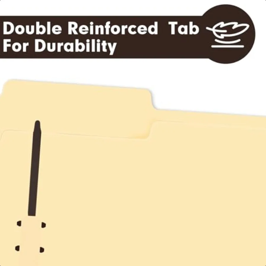 Confezione da 60 cartelle di file Manila con 1 linguetta rinforzata a 3 tagli e 2 elementi di fissaggio per organizzare file medici e documenti da ufficio