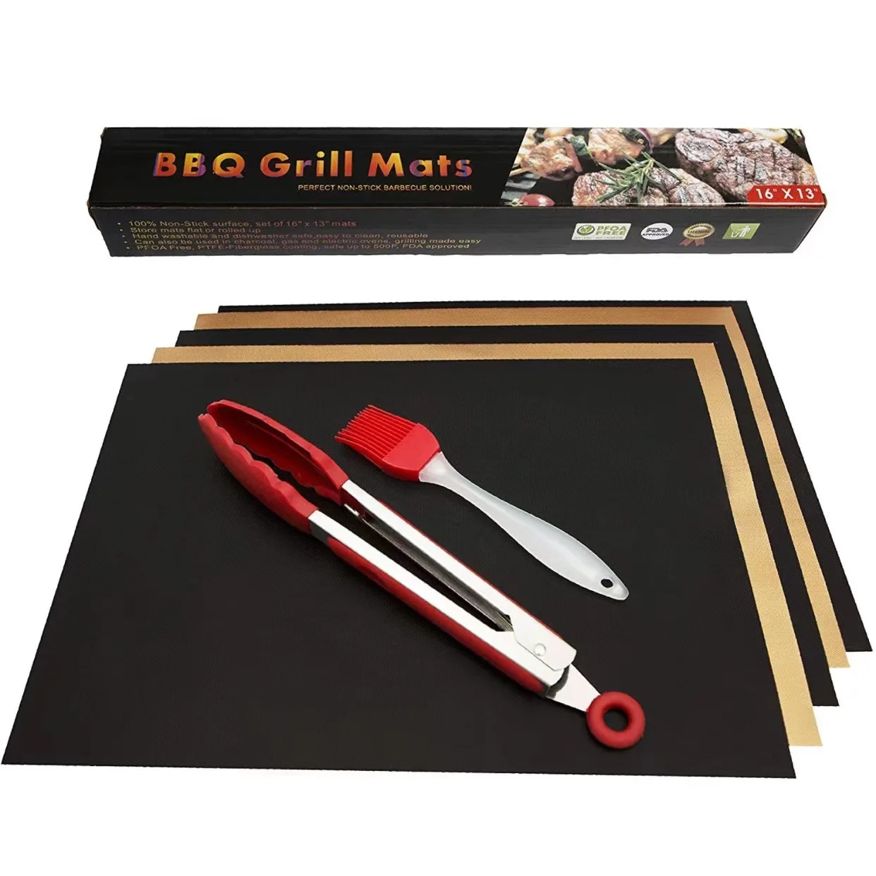 25 Pieces High Temperature Resistant Non-stick BBQ Barbecue Mat Glass Fiber Barbecue Mat Outdoor Barbecue Mat