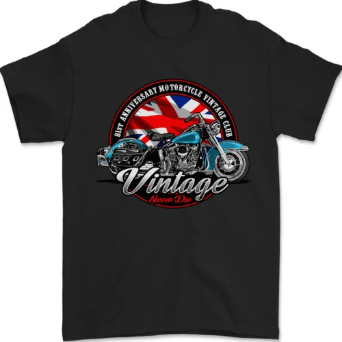 

British Motorcycle Union Jack Flag Biker Chopper Mens T-Shirt 100% Cotton