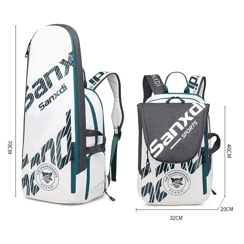 3R Tennis Racquet Backpack SANXDI Unisex Badminton Racket Bag Large Capacity Folded Shoes Compartment Tennis Squash Racquet Bags