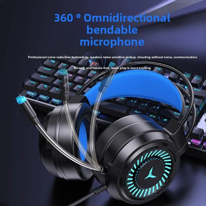 سماعة رأس للألعاب 7.1 ستيريو محيطي دائري مع ميكروفون وإضاءة LED لألعاب الكمبيوتر الشخصي القابلة للطي #4