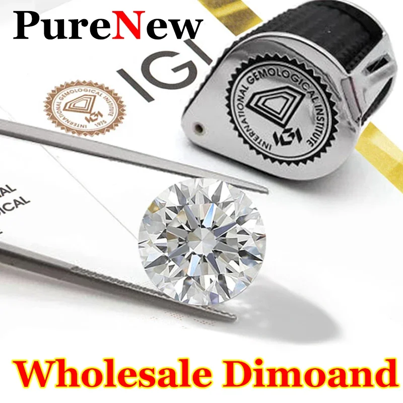 الجملة أعلى جودة 0.3ct 0.5ct 0.8ct 1ct 2ct 3ct مختبر مستدير نمت الماس فضفاض HPHT CVD مع شهادة IGI GIA DEFG VVS-SI