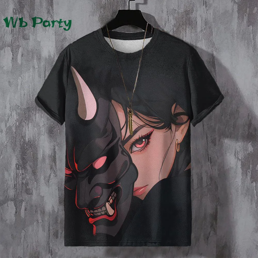 Beautiful Anime Characters Graphic T shirts Print Mens Clothing Harajuku Street Anime Print Short Sleeve Tee Oversized T-shirt