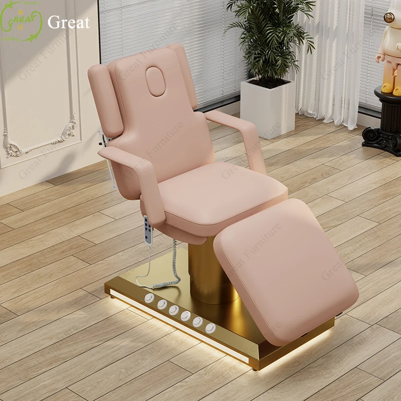High Quality Pink Beauty Massage Bed Table 3 Motor Eyelash Facial Bed Electric Multifunctional Salon Cosmetic Bed