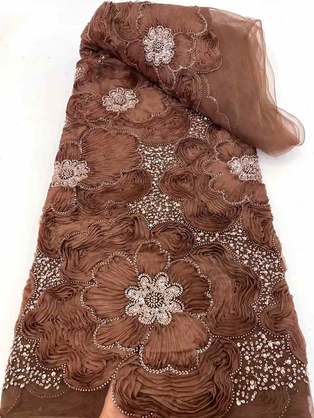 2025 ใหม่แอฟริกันภาษาฝรั่งเศสคําไนจีเรีย High End ลูกไม้ผ้าลูกปัดตาข่ายสําหรับเย็บปักถักร้อยงานแต่งงานเจ้าสาวเย็บชุด