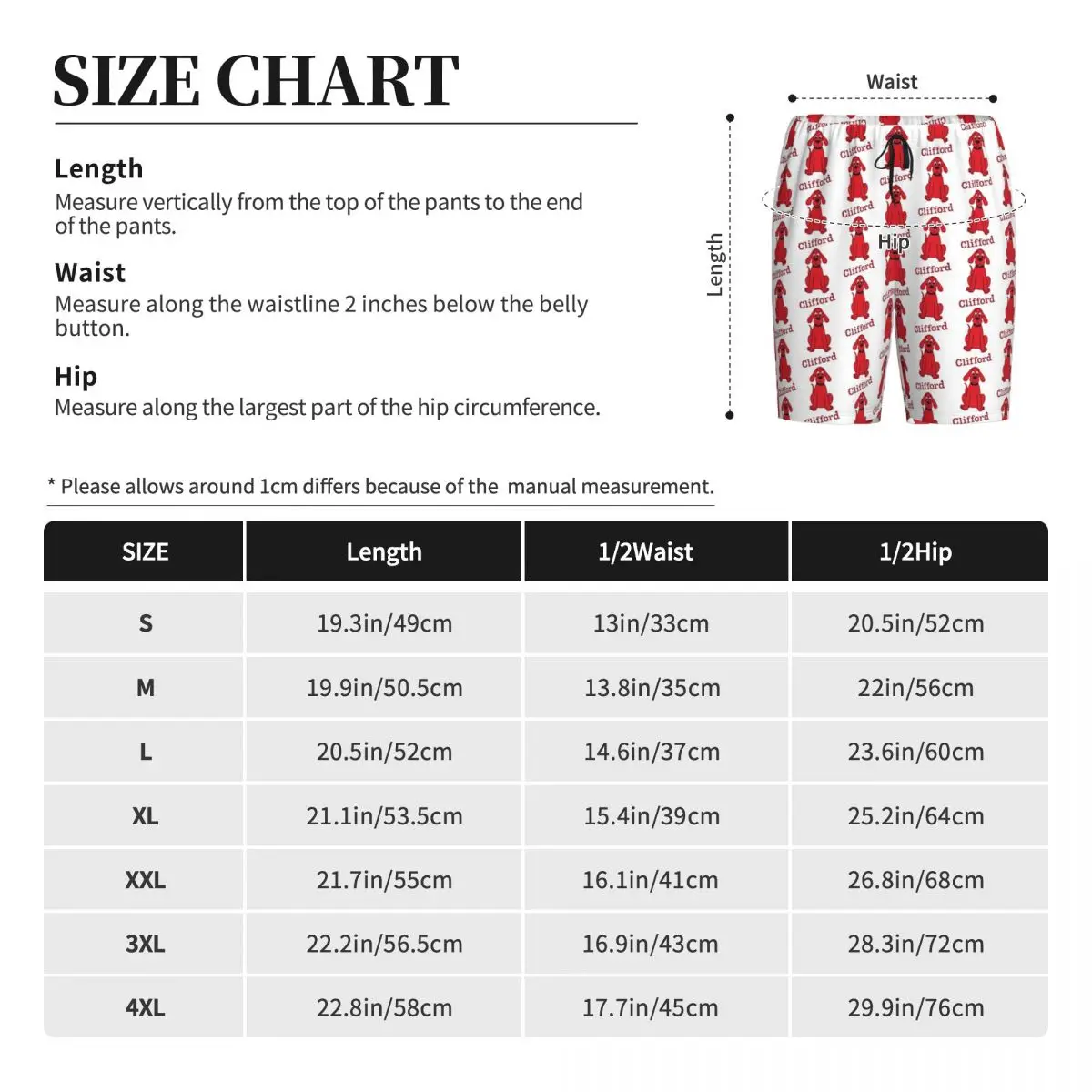 Custom Clifford The Big Red Dog Shorts Sleeping Pants Men Pajama Pants Lounge Sleep Sleepwear Bottoms - view 6