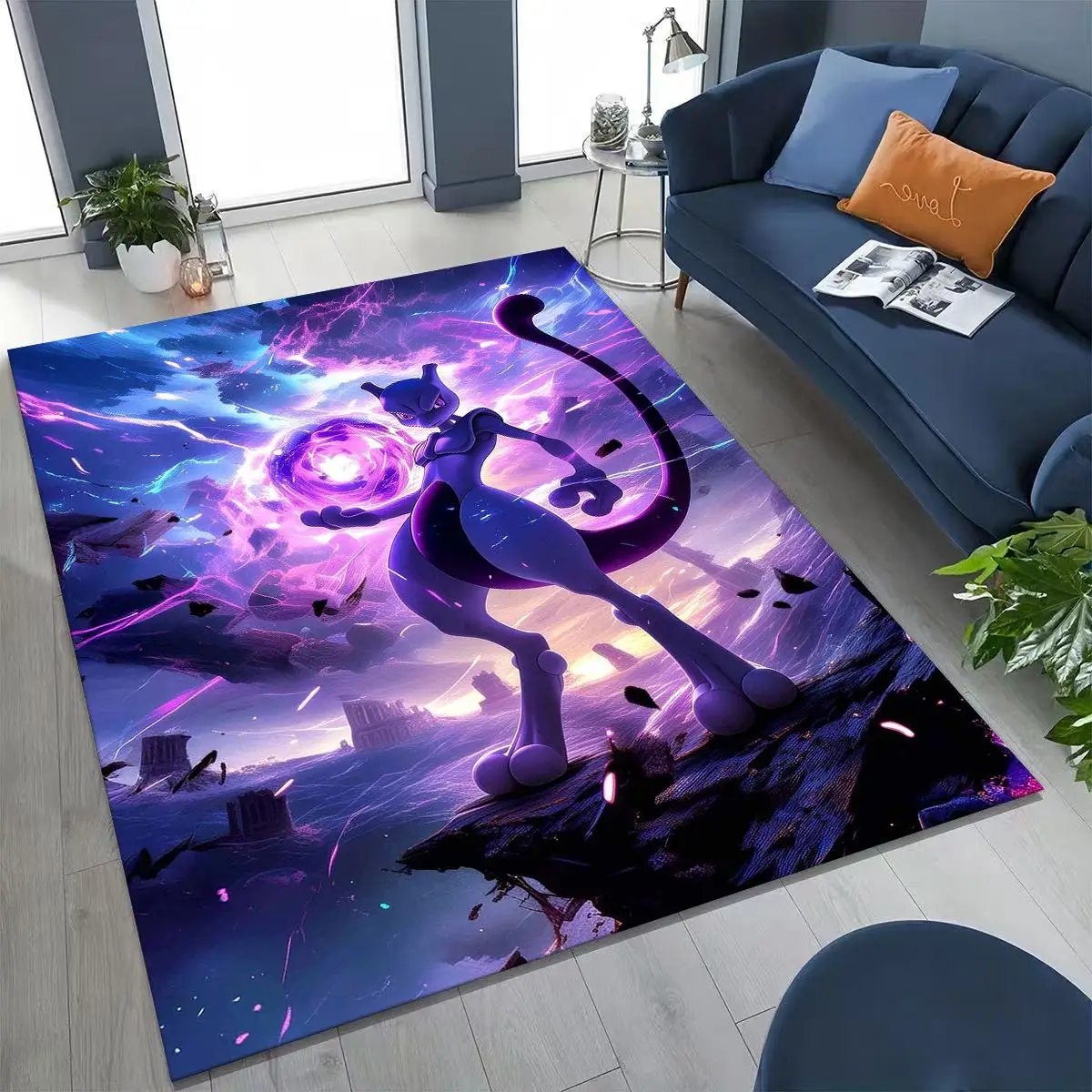 

27 Style Pokemon Monsters Mewtwo Cartoon Rug for Bedroom Living Room Sofa Home Doormat Decor,Larger Kids Non-slip Floor Mat Gift