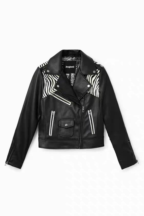 Foreign trade original single item new fashion  style stand-up collar women\'s jacket leather coat
