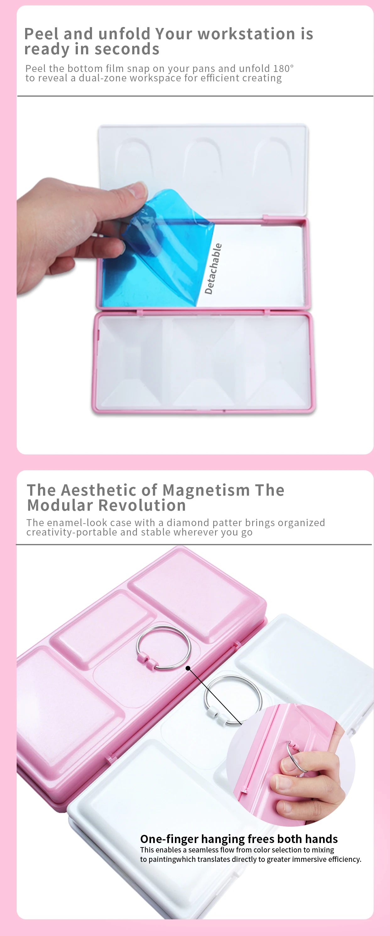 SeamiArt 1 Stück Großformatige Emaille-Imitat-Diamant-Reisepalette mit 32 Magnet-Halbpfännchen für Aquarellfarben-Unterverpackung – Detail 4
