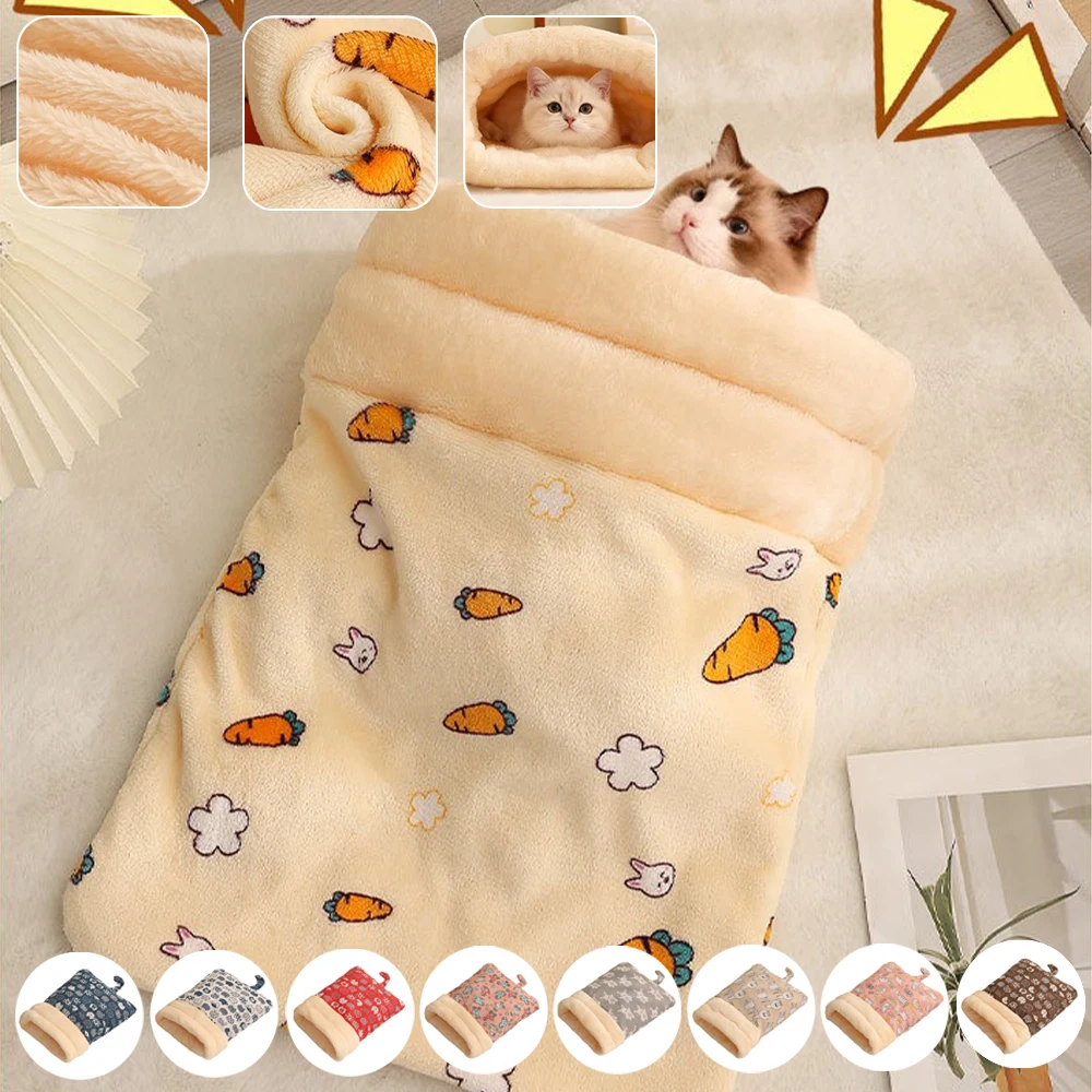 

Cat Warm Sleeping Bag Cave Plush Semi-Closed Bed for Winter Comfortable Pet House Nest for Kitten Puppy Лежанка Для Кошек 고양이 용품