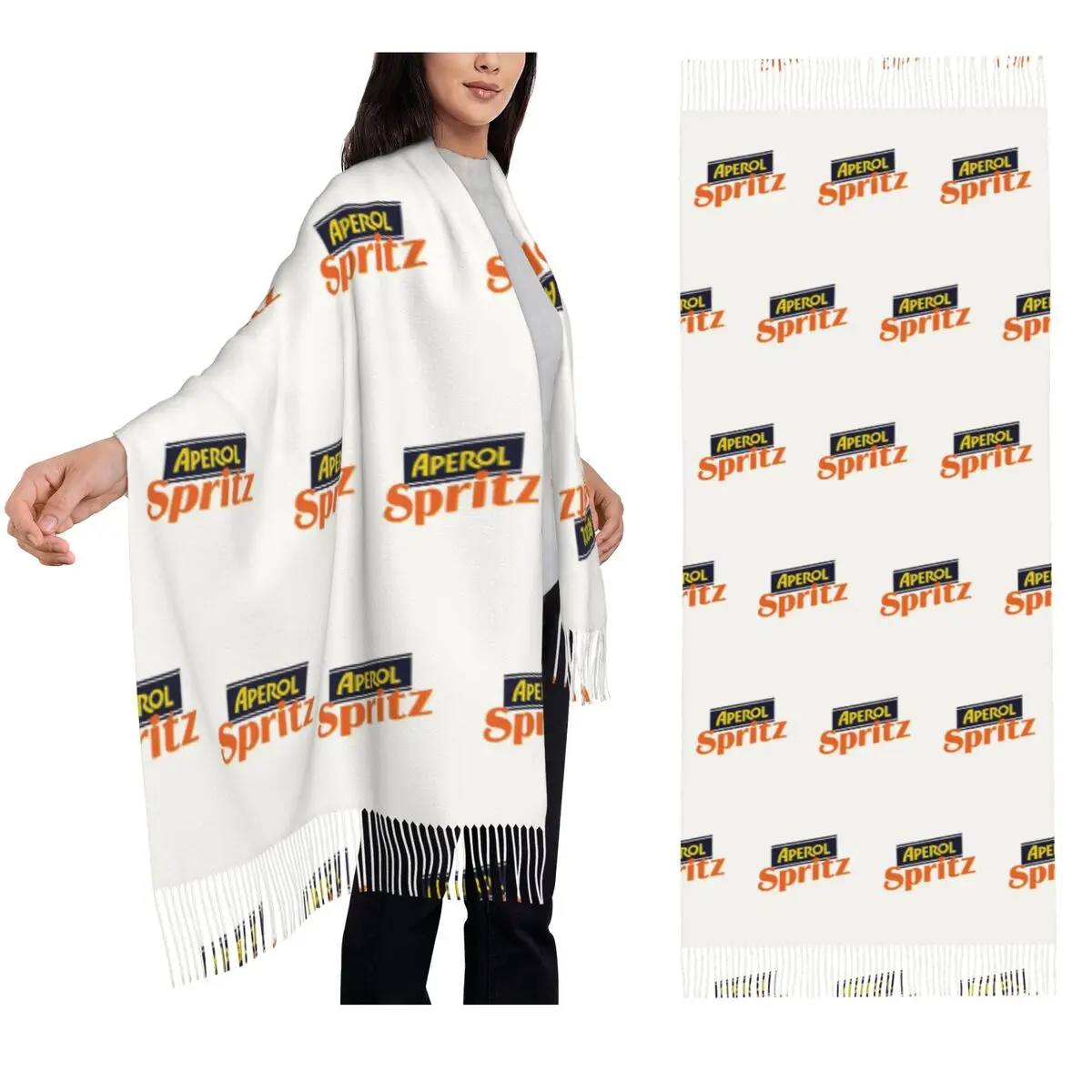 

Шарф Aperol Spritz 1, шарфы с кисточками для женщин, мягкие теплые шали и накидки, большая осенне-зимняя шаль