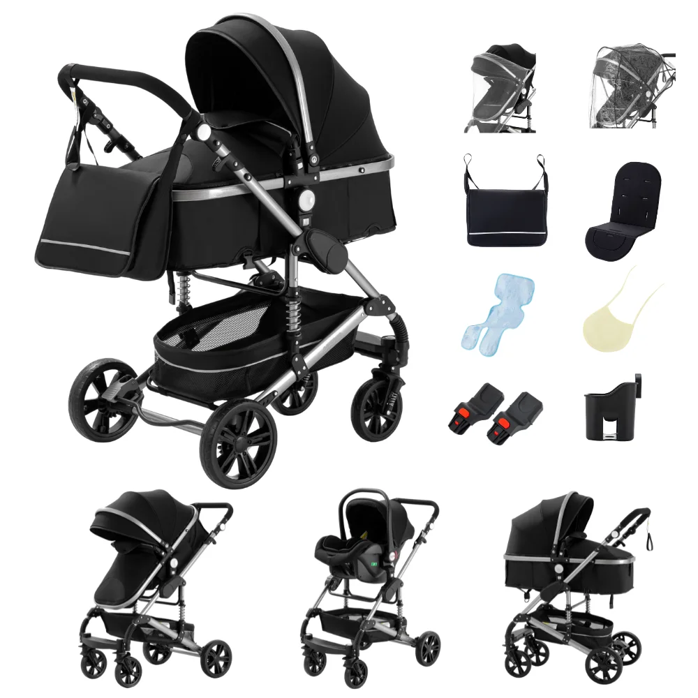 Multifunctionele kinderwagen 3-in-1, autostoel-kinderwagen combinaties, compacte baby reiswieg voor pasgeborenen, kinderwagens, baby buggy's