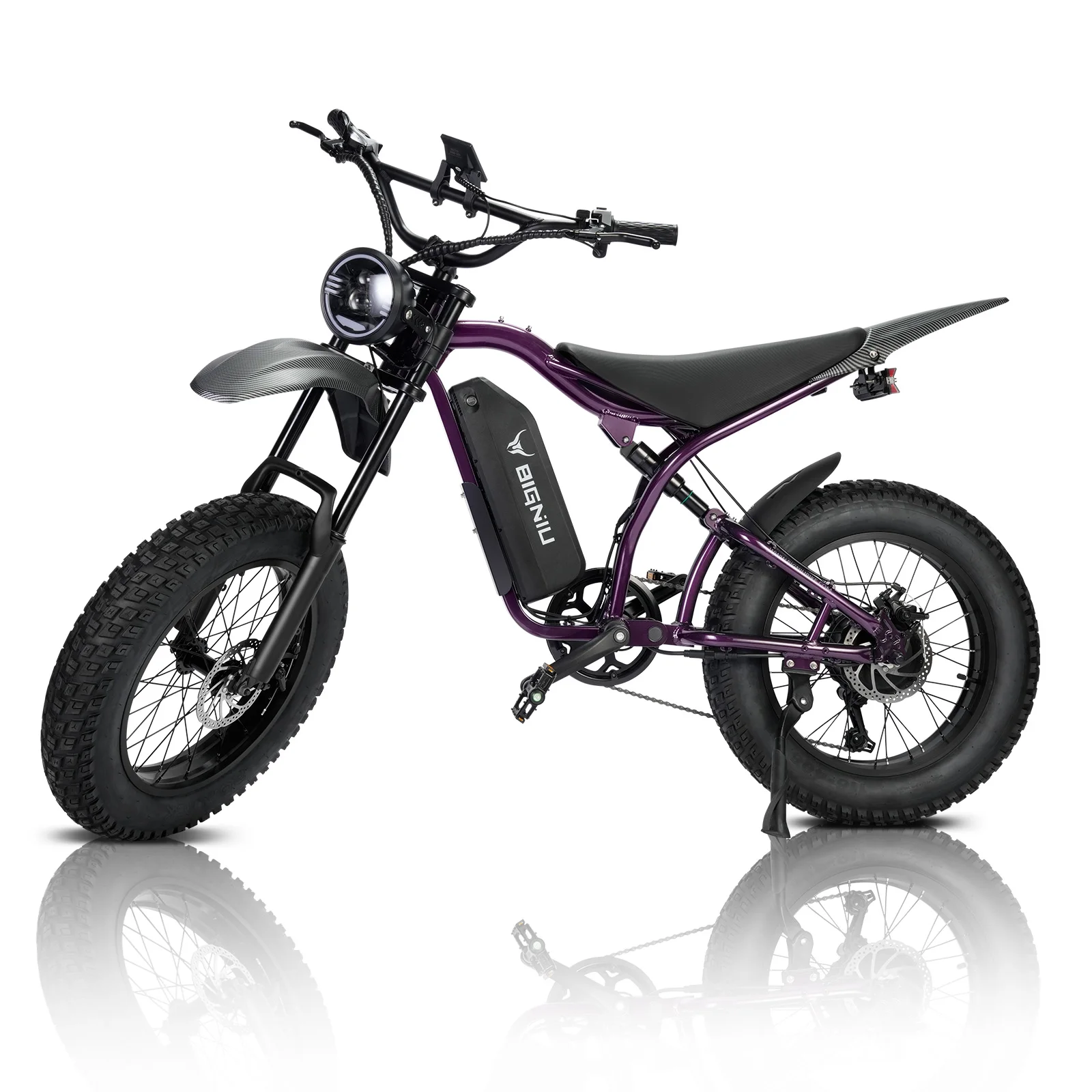 BIGNIU 749W Adult Electric Bike Peak Range Of 30+ Miles - Maximum Speed Of 27.9MPH 48V 15A Battery, Full Suspension, 7-speed All Terrain 20Inch X4.5 Inch Fat Tire Ebike, LED Display Screen image 5