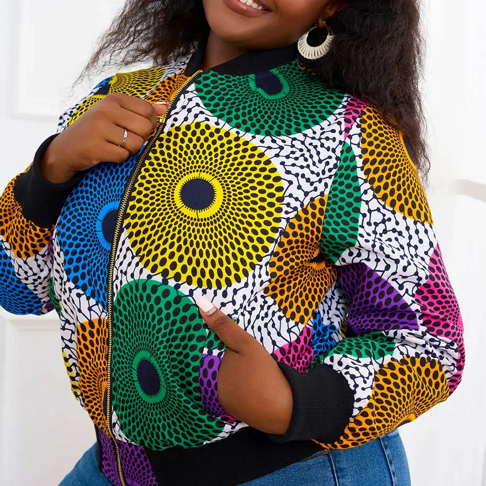Giacca da donna africana stampata Bazin manica lunga moda africana tradizionale Dashiki giacca retrò da donna