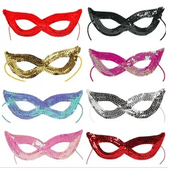 Lady Girls Sequins Cat Eye Mask Half Face Masks Eyewear Party Masquerade Gift Christmas Halloween Birthday