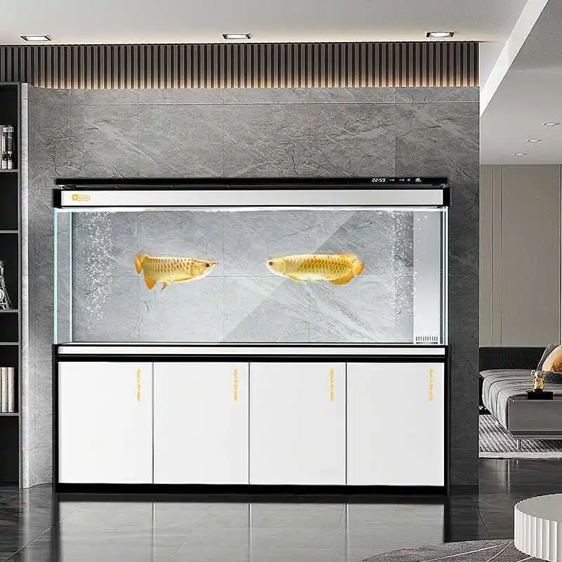 Fish tank living room large arowana tank 2 meters ultra-white glass aquarium bottom filter ecological screen free of water chang