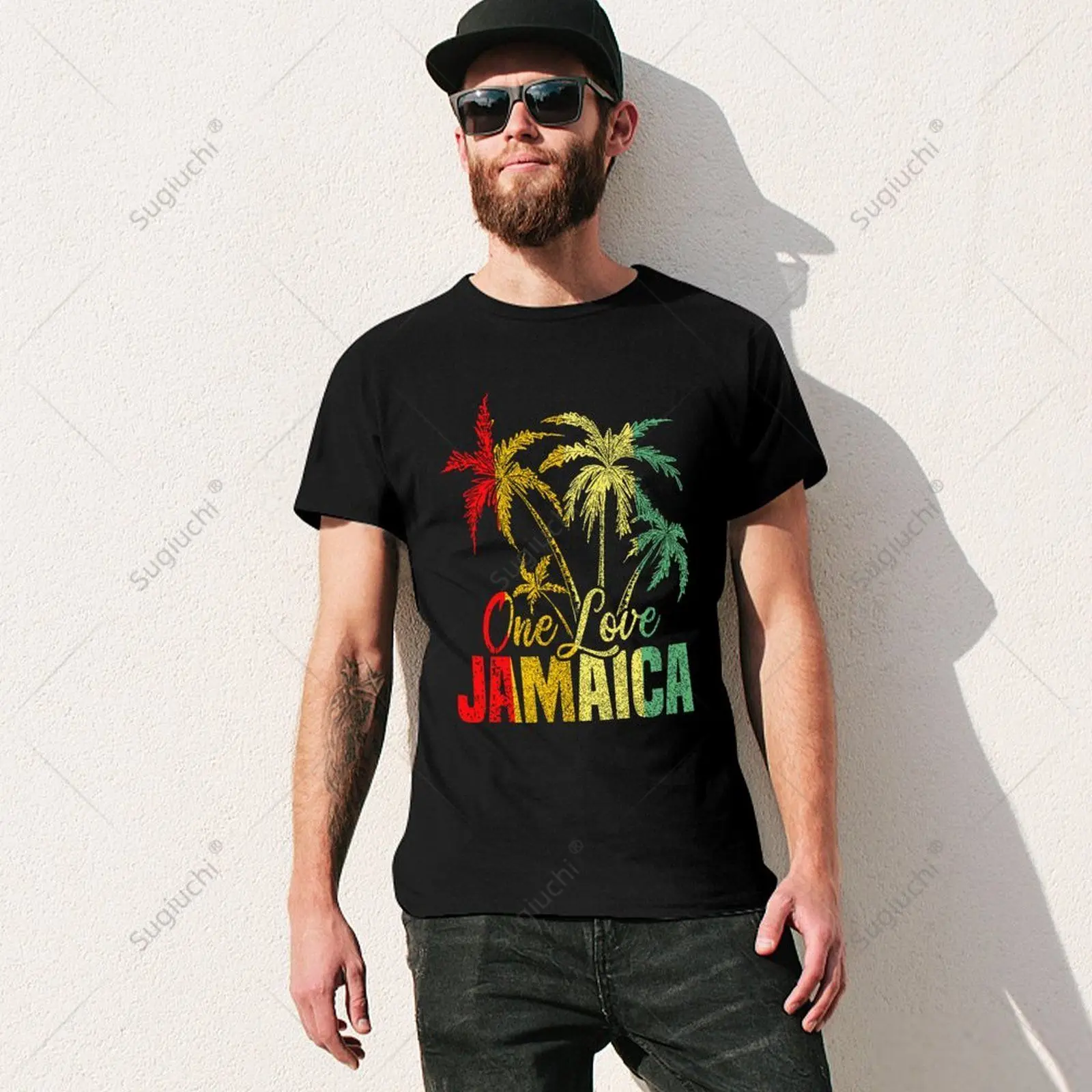 Unisex Men Jamaica One Love Coconut Palm Tshirt Tees T Shirts Women Boys 100% Cotton T-Shirt