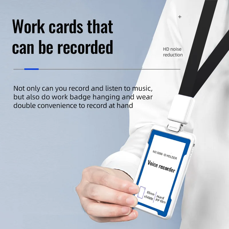 Ultra-Portable ID Card Voice Recorder, Hidden Work Badge Audio Recorder, One-Click Recording for All Scenarios