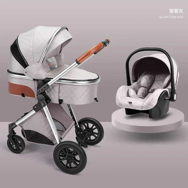 NONE 2025 Neue Kinderwagen 3 in 1 Hohe Landschaft Kinderwagen Liegende Kinderwagen Faltbare Kinderwagen Baby Stubenwagen Puchair Neugeborenen 3