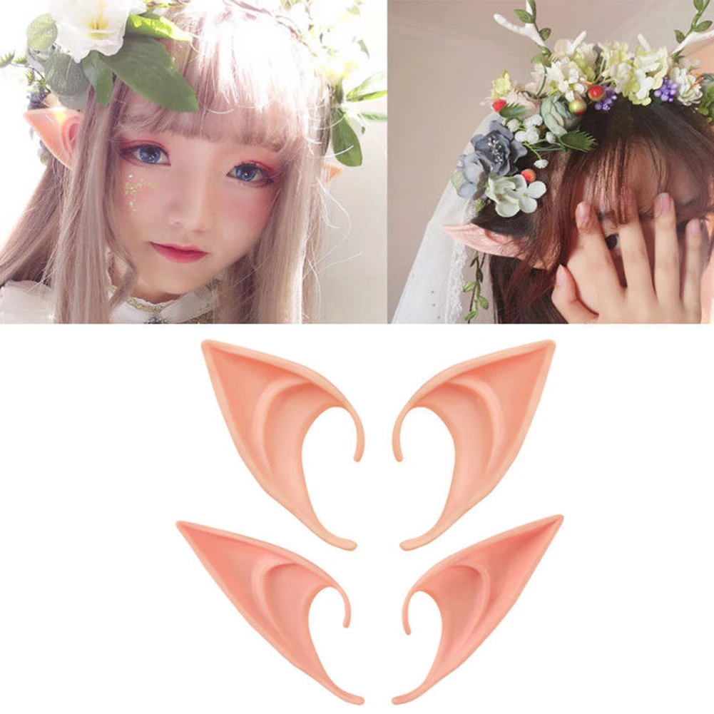 Halloween Cosplay Latex Fairy Angel Elf Ears Masquerade Party Costumes Halloween Party Decoration Supplies Photo Props Kids Gift