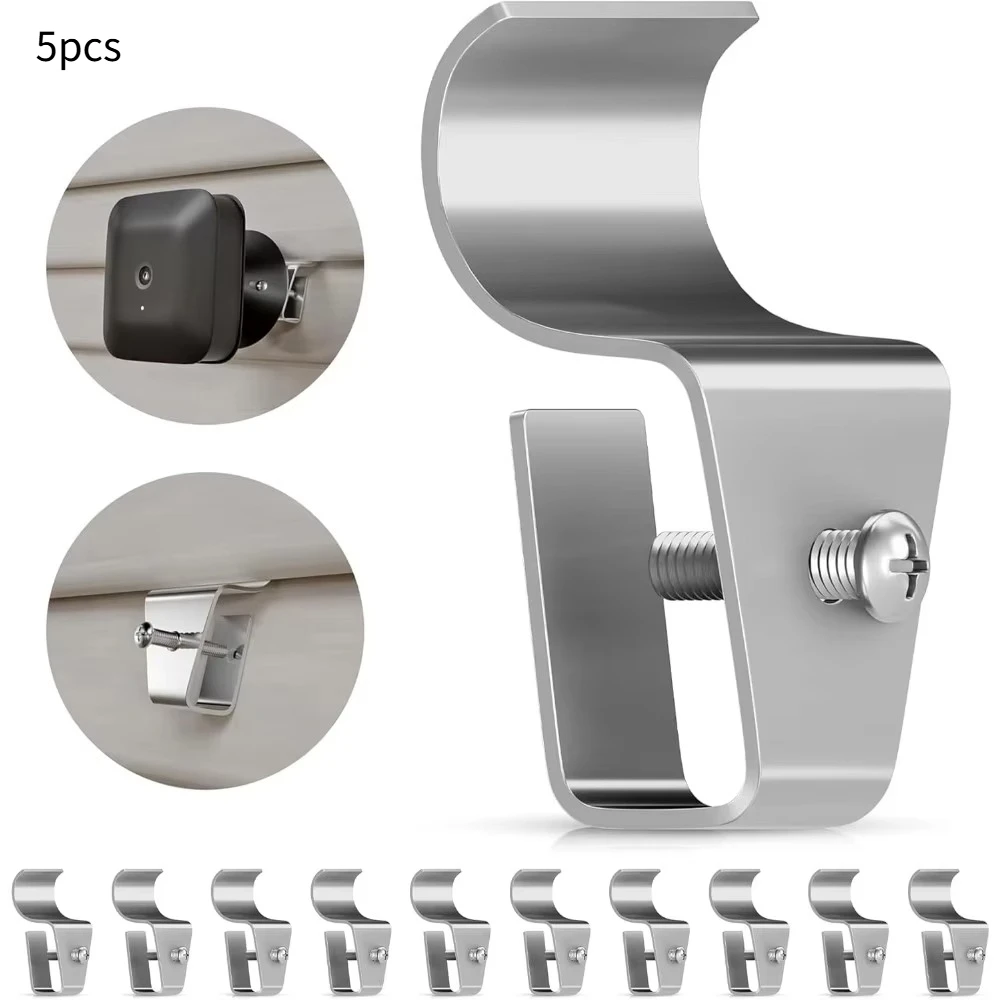 5Pcs No-Hole Vinyl Siding Hooks Outdoor Security Camera Mount Clips for Doorbell Easy Install Adjustable