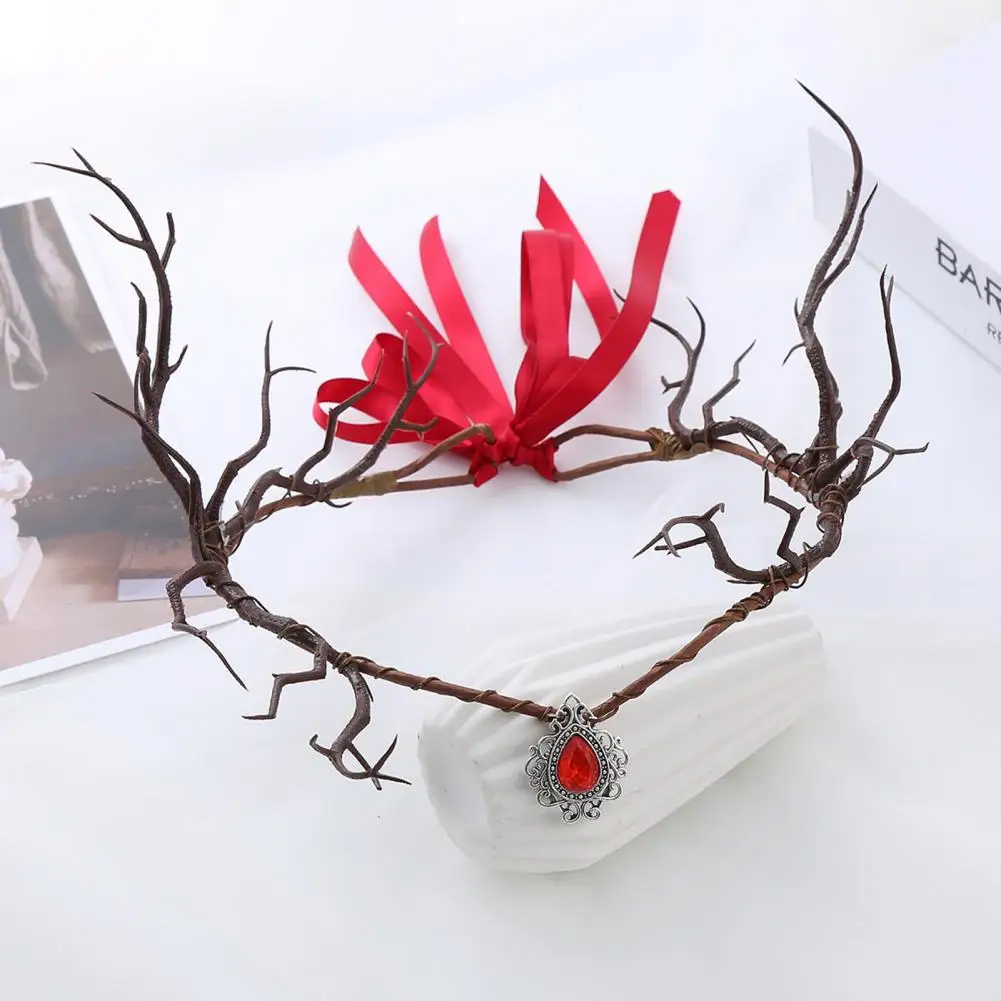 Fairy Flower Crown Elf Branch Crown Woodland Floral Crown Headband for Women Girls Cosplay Halloween Wedding Photo Props Fairy