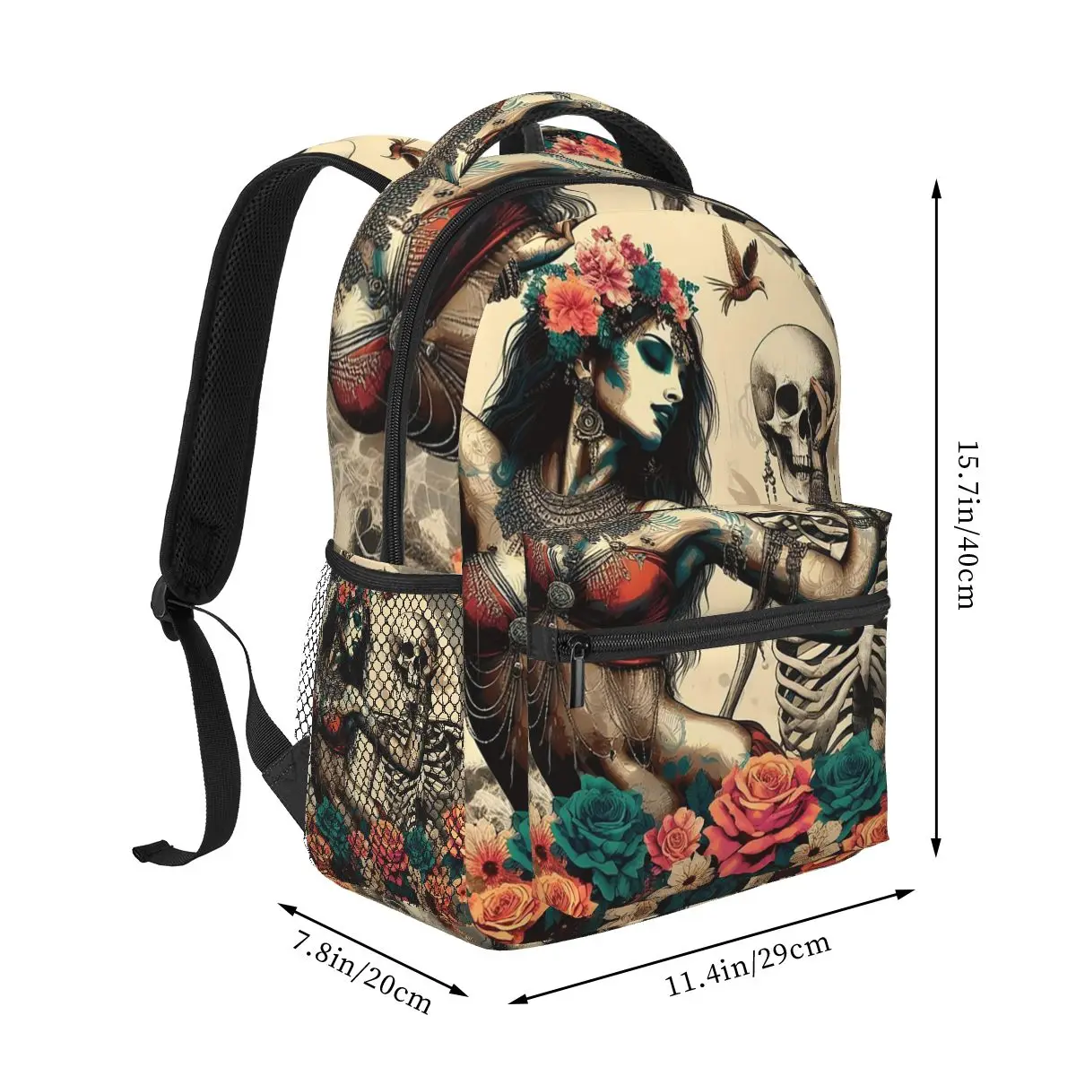 Alexander Gothic Las Elegantes Girls Day Of Dead Skull Zaini Ragazzi Ragazze Bookbag Studenti Borse da scuola Zaino Borsa a tracolla