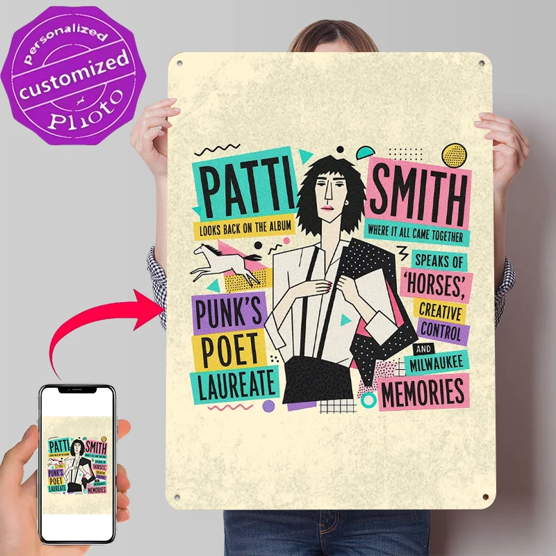 Patti-Smith Punk Poet Laureate Tinplate Poster Customized Wall Art Retro Vintage Metal Signs for Fans Aesthetic Room Decor Men