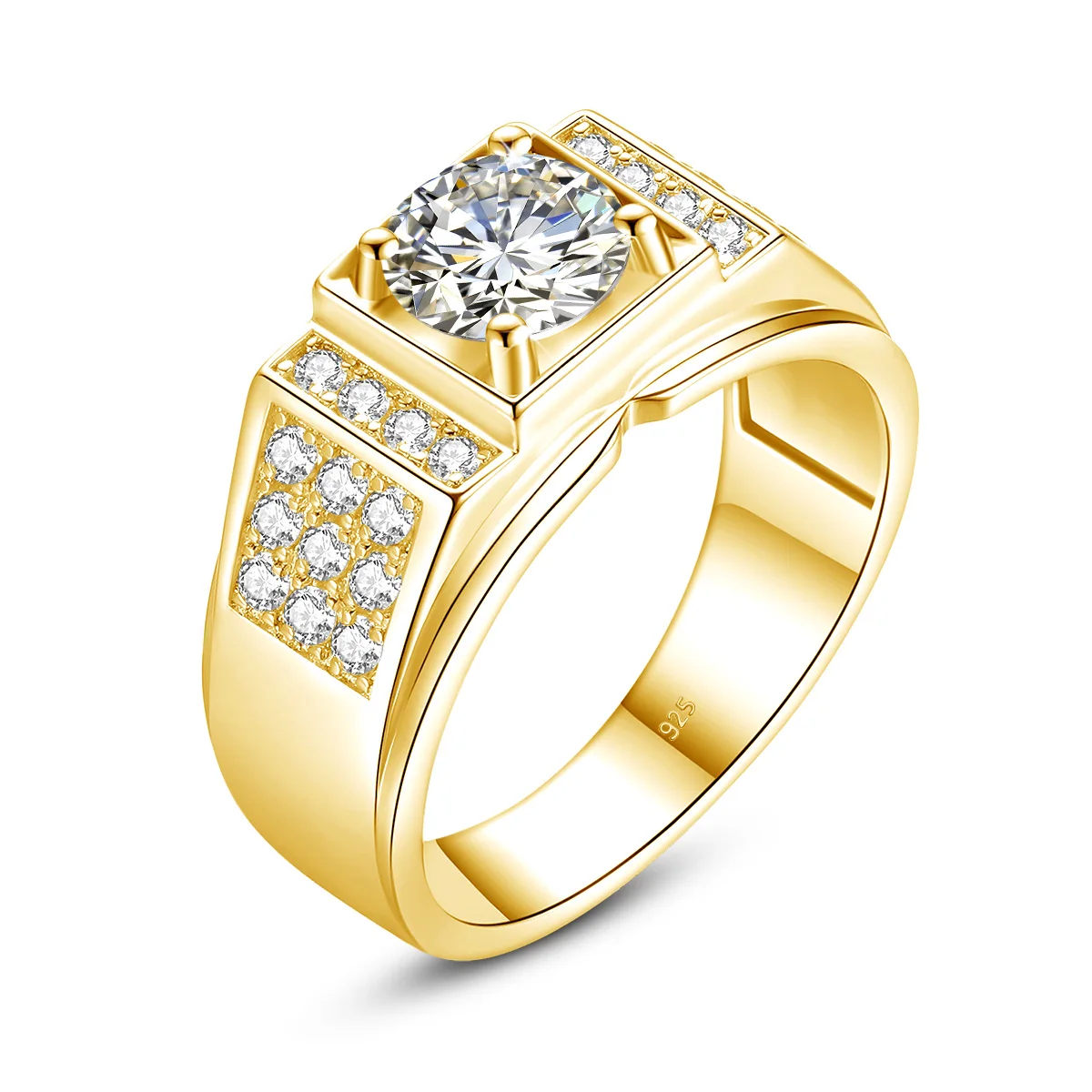 Neu: Runder 6,5mm 1ct Moissanit-Ring für Herren mit Zertifikat, Original, besteht den Diamanttest, 925 Sterling Silber, Hochzeitsschmuck, Trend – Detail 4