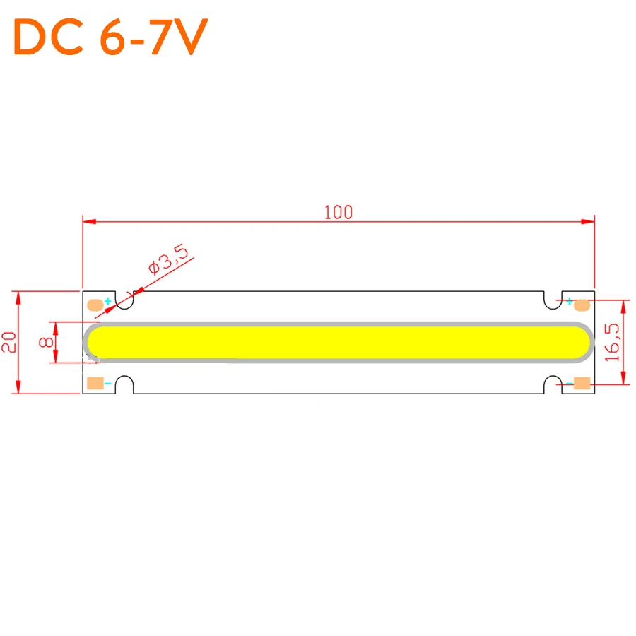 2 sztuk 100x20mm 10W pasek COB LED żarówka DC 9-11V / 6-7V Chip na Baord 15CM drążek LED DIY światła