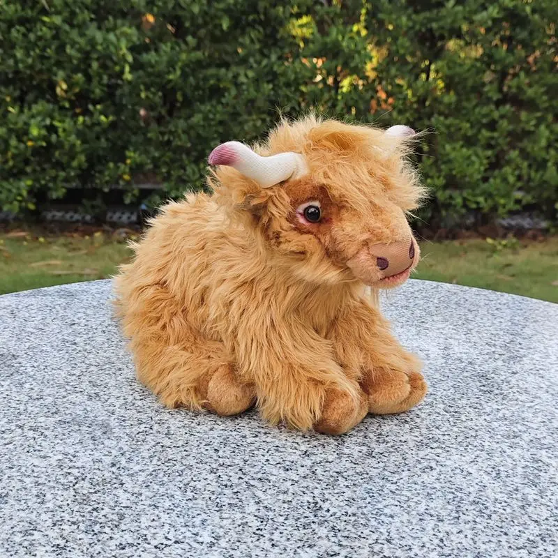 Planking Scottish Highland Yak Plush Cute Simulation Baby Wild Cow Doll Longhorn Calf Simulation Stuffed Doll Kawaii Toy Gift