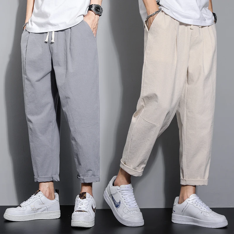 

Spring Casual Cotton Workwear Men's Thin Loose plus Size Multi ket Long Straight Leg plus Size Trendy Pants