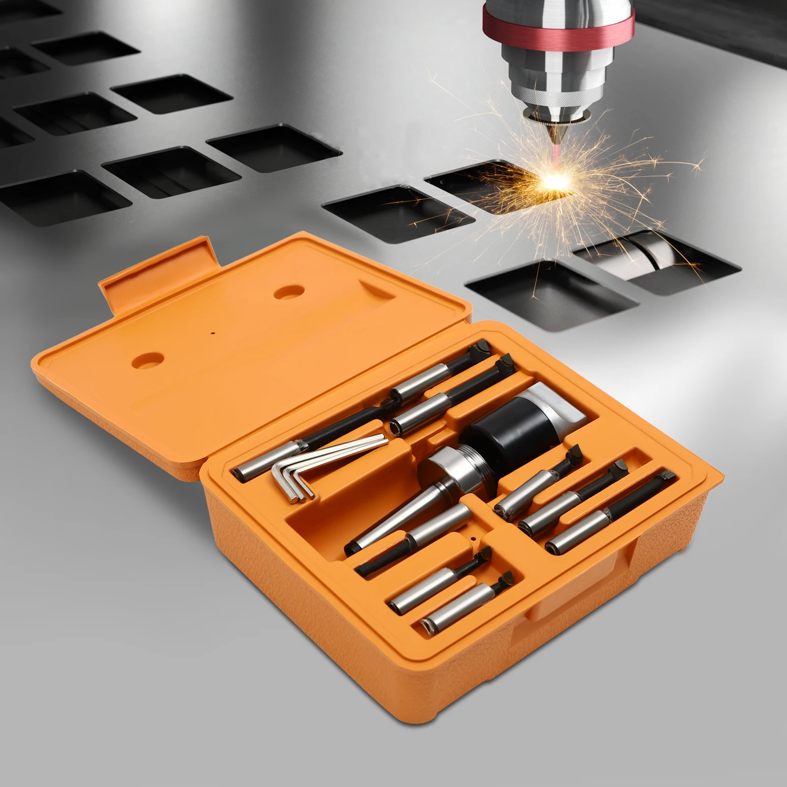 

MT2-F1-9pcs Boring Head Set Holes Forming Tool Accessories 10-125mm Boring Range for CNC Milling and Drilling Machines