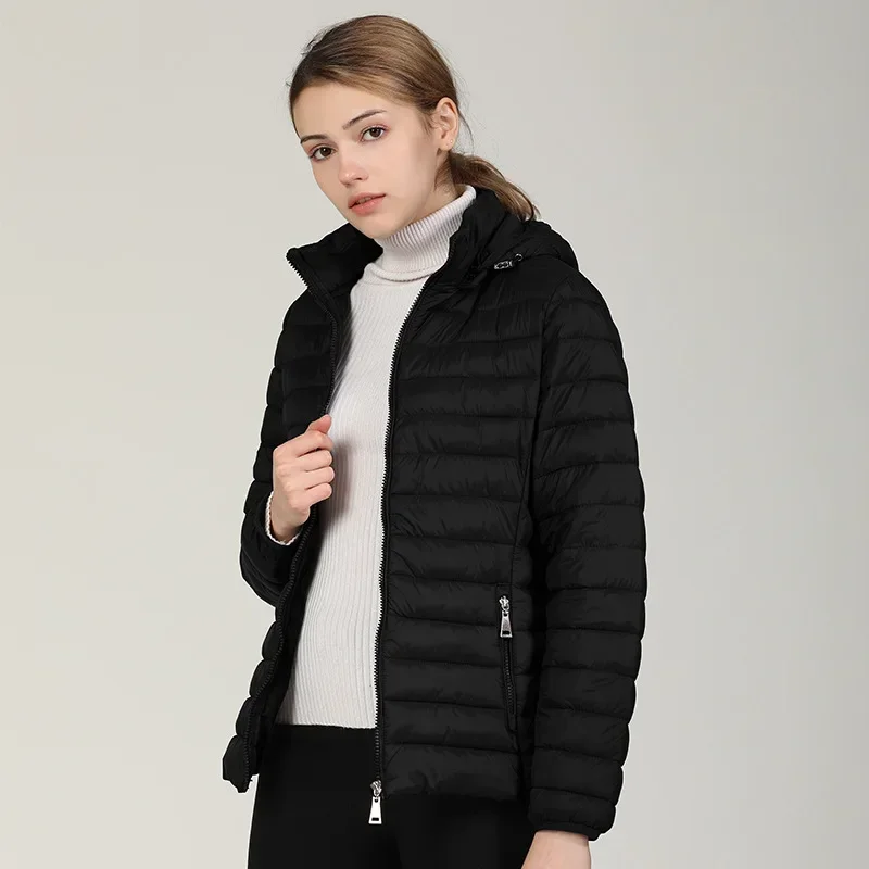 Parkas de algodón con capucha para mujer, chaquetas de moda, abrigos negros, otoño e invierno, novedad de 2024