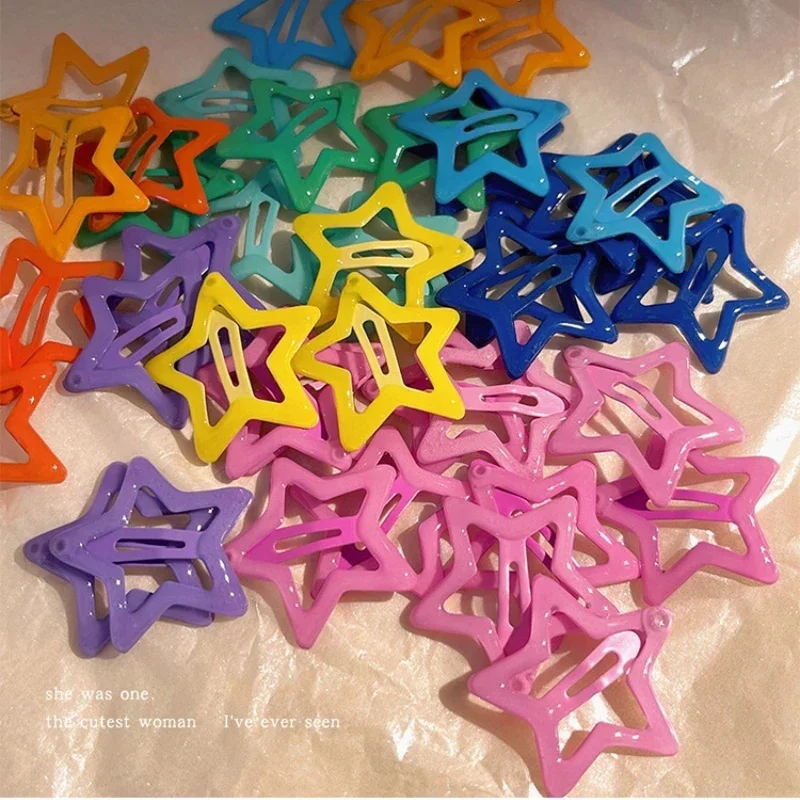 1PC colorato Y2K Star BB fermagli per capelli donne Grils carino metallo stella forcine mollette laterali impugnatura per capelli accessori per capelli copricapi 