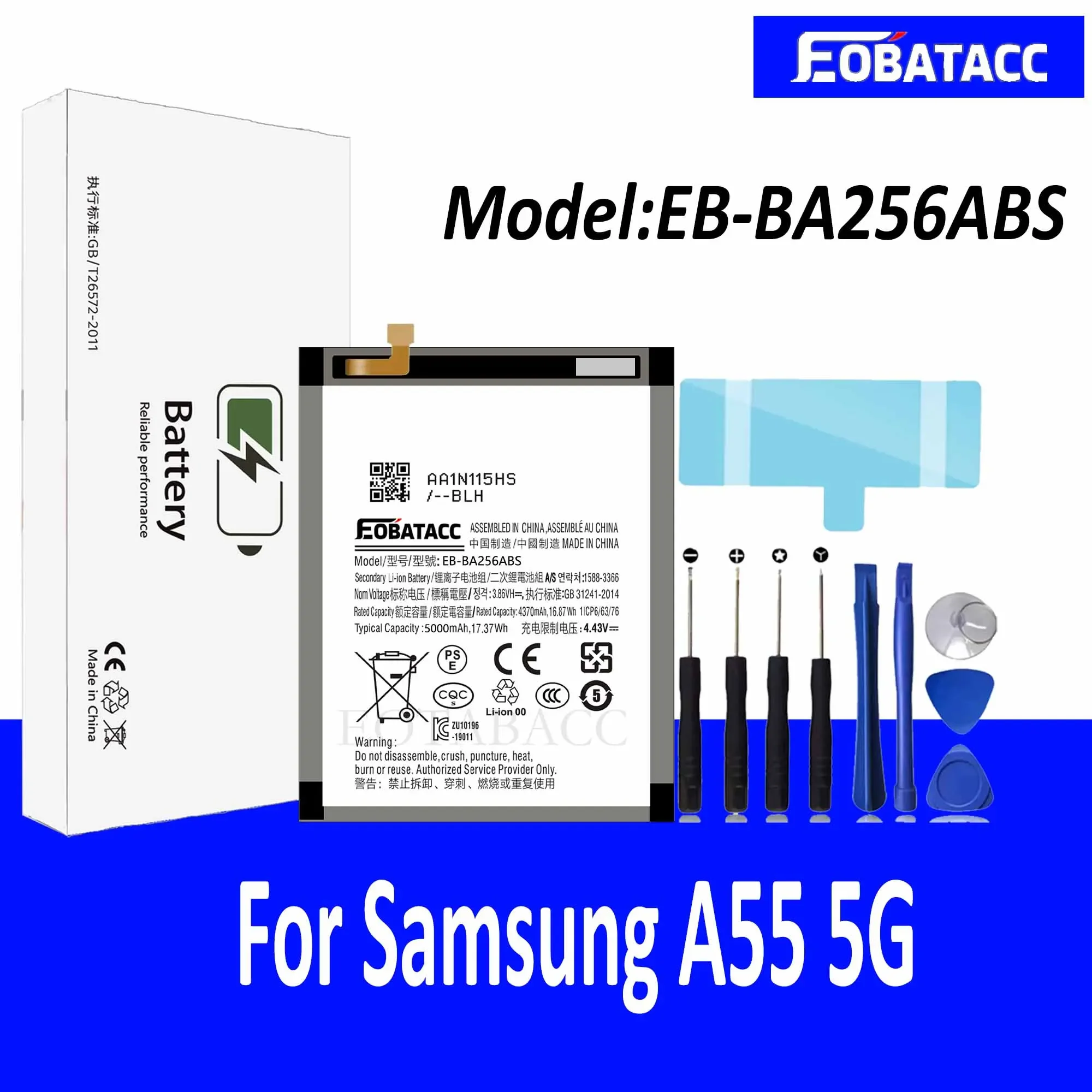 แบตเตอรี่ EB-BA256ABS คุณภาพสูงใหม่ eotabacc 100% สำหรับ Samsung A55 5G แบตเตอรี่ + เครื่องมือ