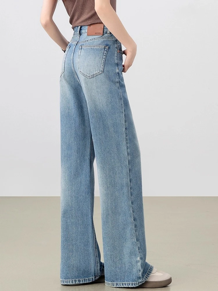 SENTUBILA Vintage Bootcut Denim Jeans Women's Full Length Trousers 2025 Autumn Cotton Denim Long Pants Ladies Clothes W51N58072