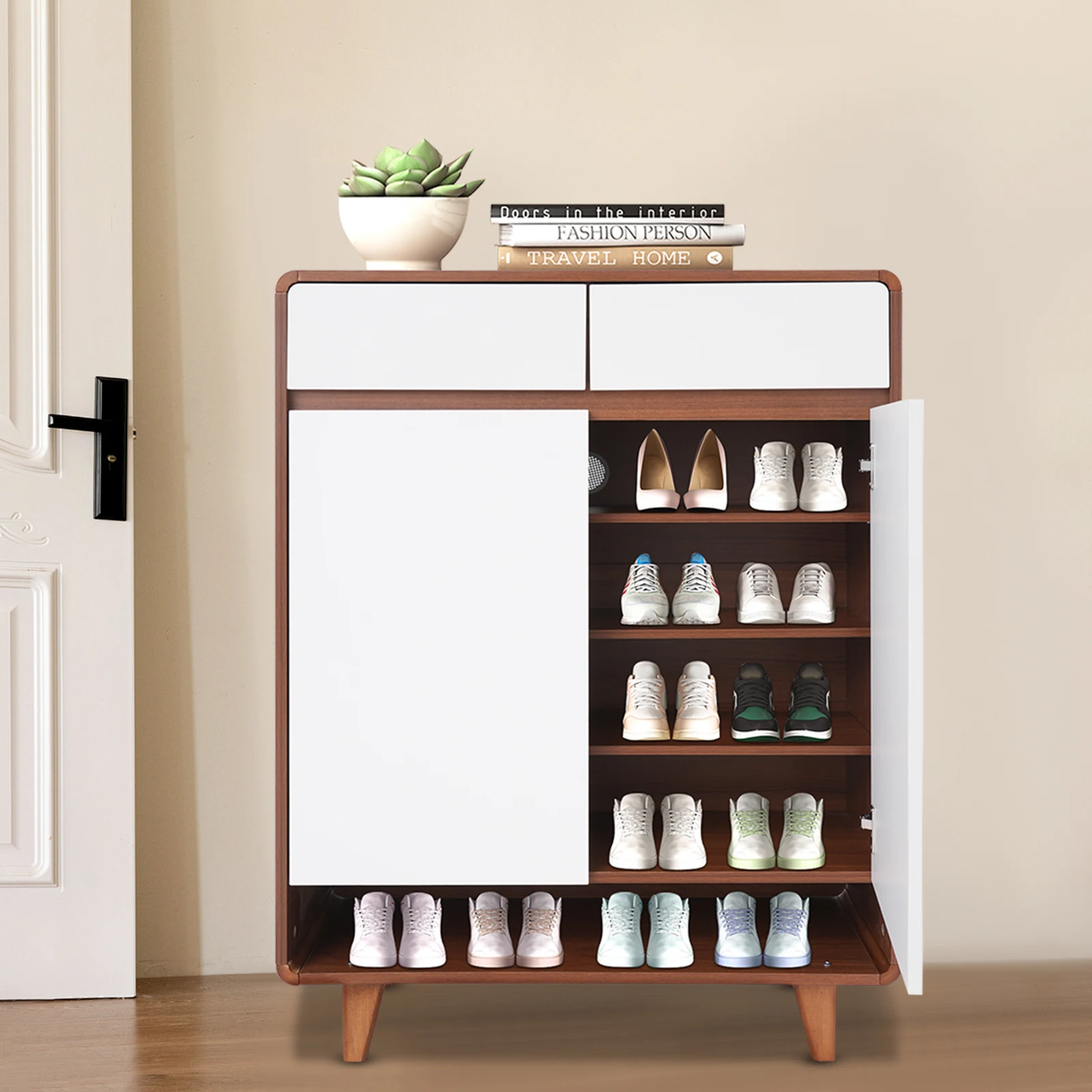 5 Tiers Shoe Storage Cabinet Shoe Floor Storage Organizer Rack 80*32*112cm Shoes Organizer placed in the Living Room/Kitchen/Entrance