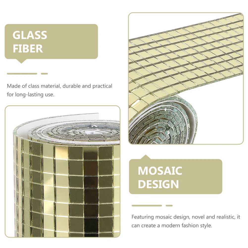 

5pcs 5 Rolls Self-Adhesive Mini Square Mirror Mosaic Stickers Waterproof Glass Wall Decals For Bathroom Kitchen Decorative Tiles
