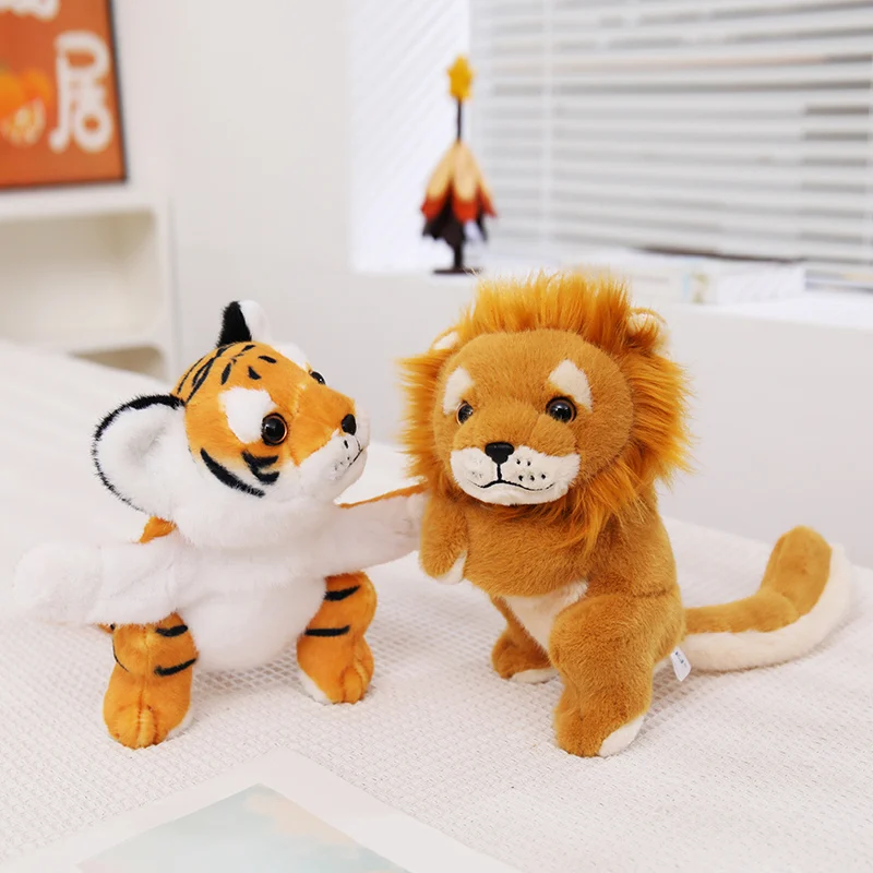 20cm New Multifunctional Forest Animal Plush Toys Lion Tiger Leopard Slap Bracelets Plush Curtain Tieback Home Decor Dolls
