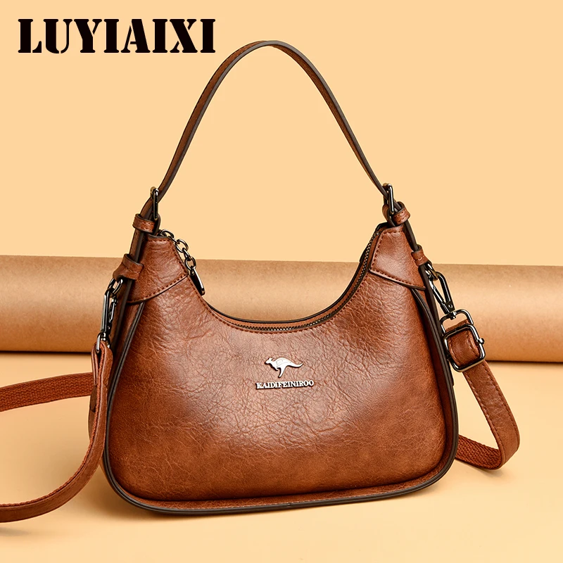 

Genuine Brand Soft Pu Leather Shoulder Bag Luxury Women's Crossbody Messenger Bag Designer Female Hobo Handbag Sac A Main Purses