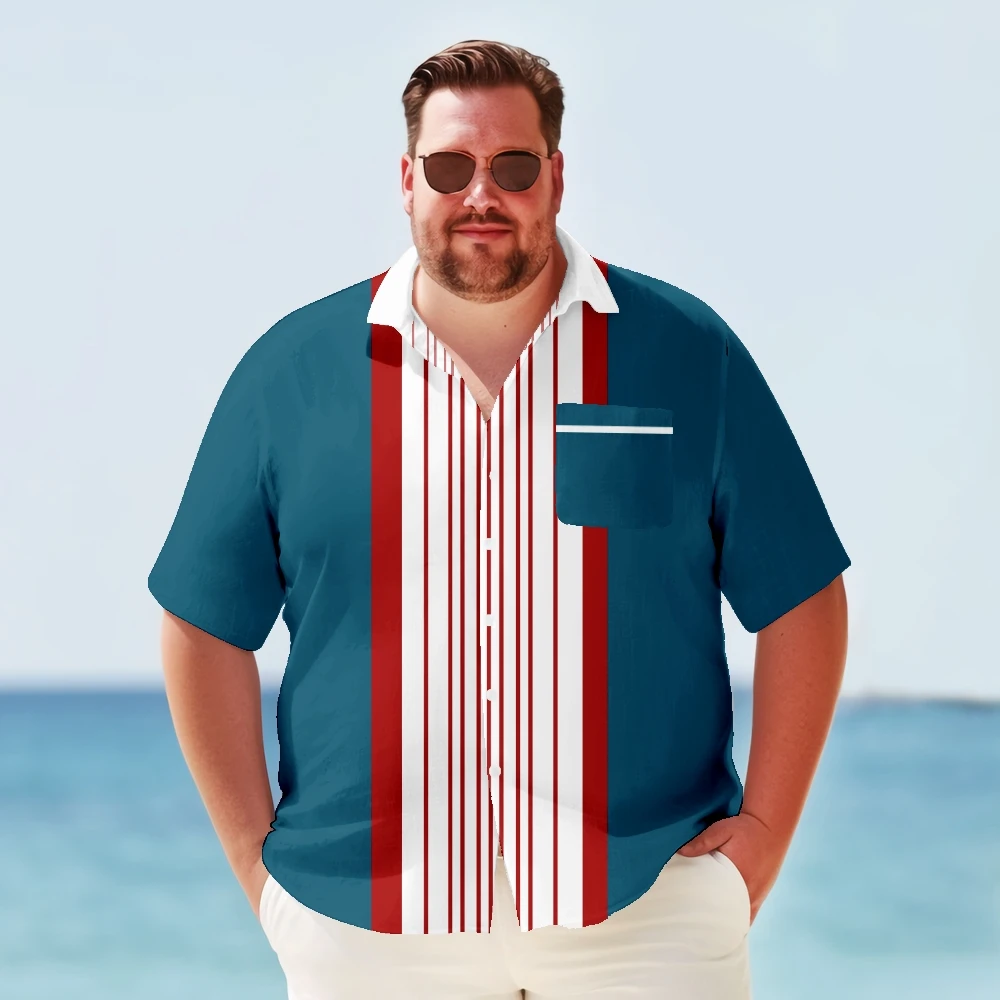 Big & Tall Hawaiian Shirt For Men Retro Bowling Quick Drying Summer Plus Size Y2kStreetwear Short Sleeve Oversized