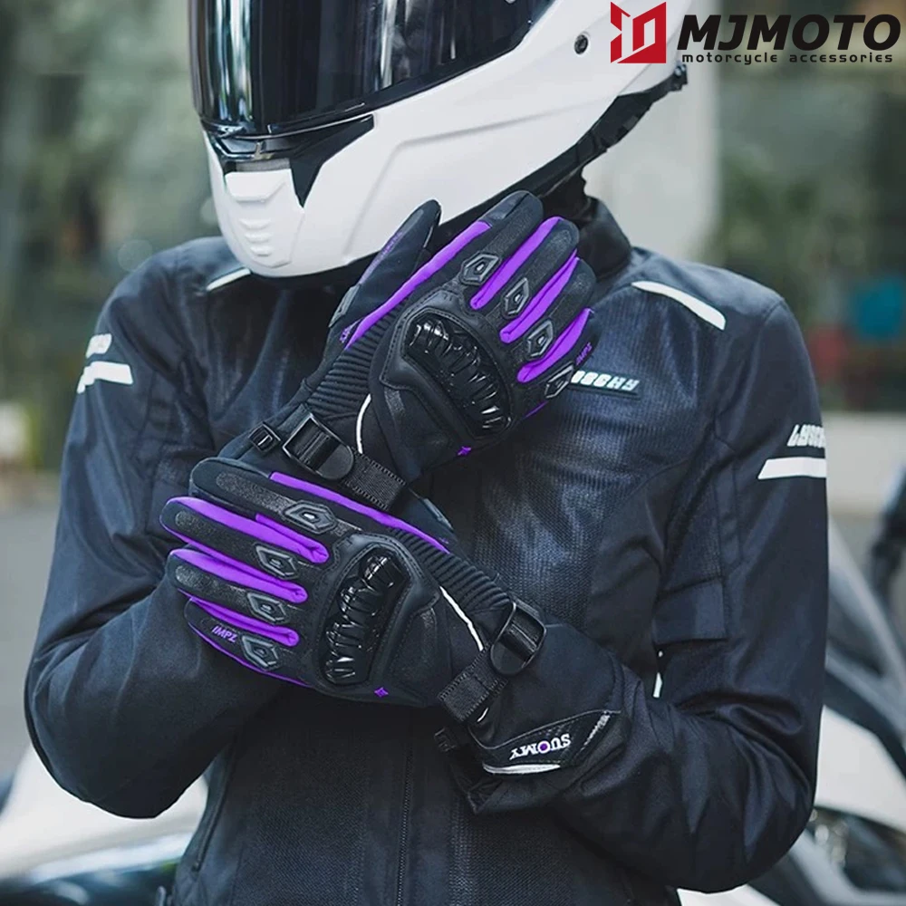 

Winter Motorcycle Gloves Waterproof Winproof Coldproof Ski Gloves WP02-2 Upgraded Version Pink Purple XS Plush Fleece for Warmth