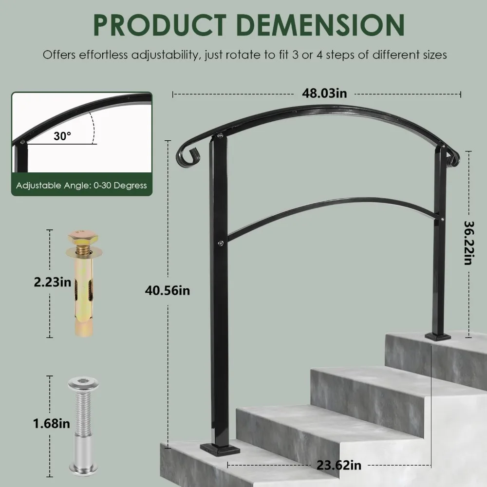 درابزين الدرج الخارجي لـ 3-4 خطوات، درابزين الشرفة الداخلية، نمط انتقالي، مناسب لسلالم 3 أو 4 خطوات #2