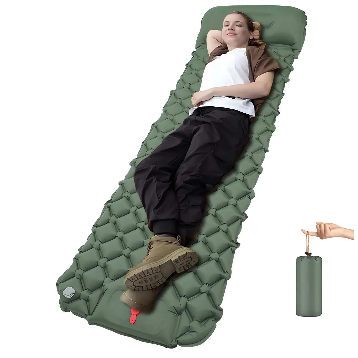 

Ultra-Light Inflatable Camping Sleeping Pad with its Built-in Foot Pump and Pillow - Hiking pad, Backpacking Pad